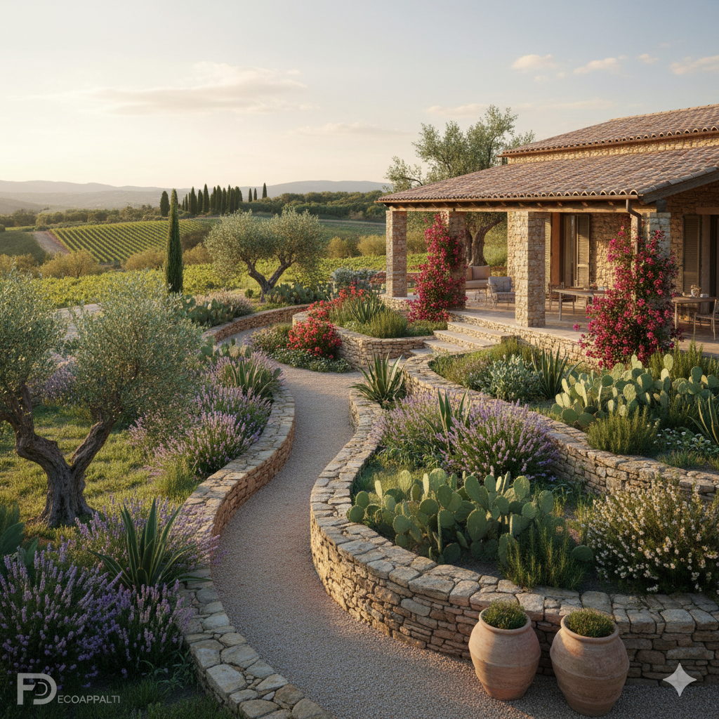 Giardino collinare con terrazzamenti — Villacidro